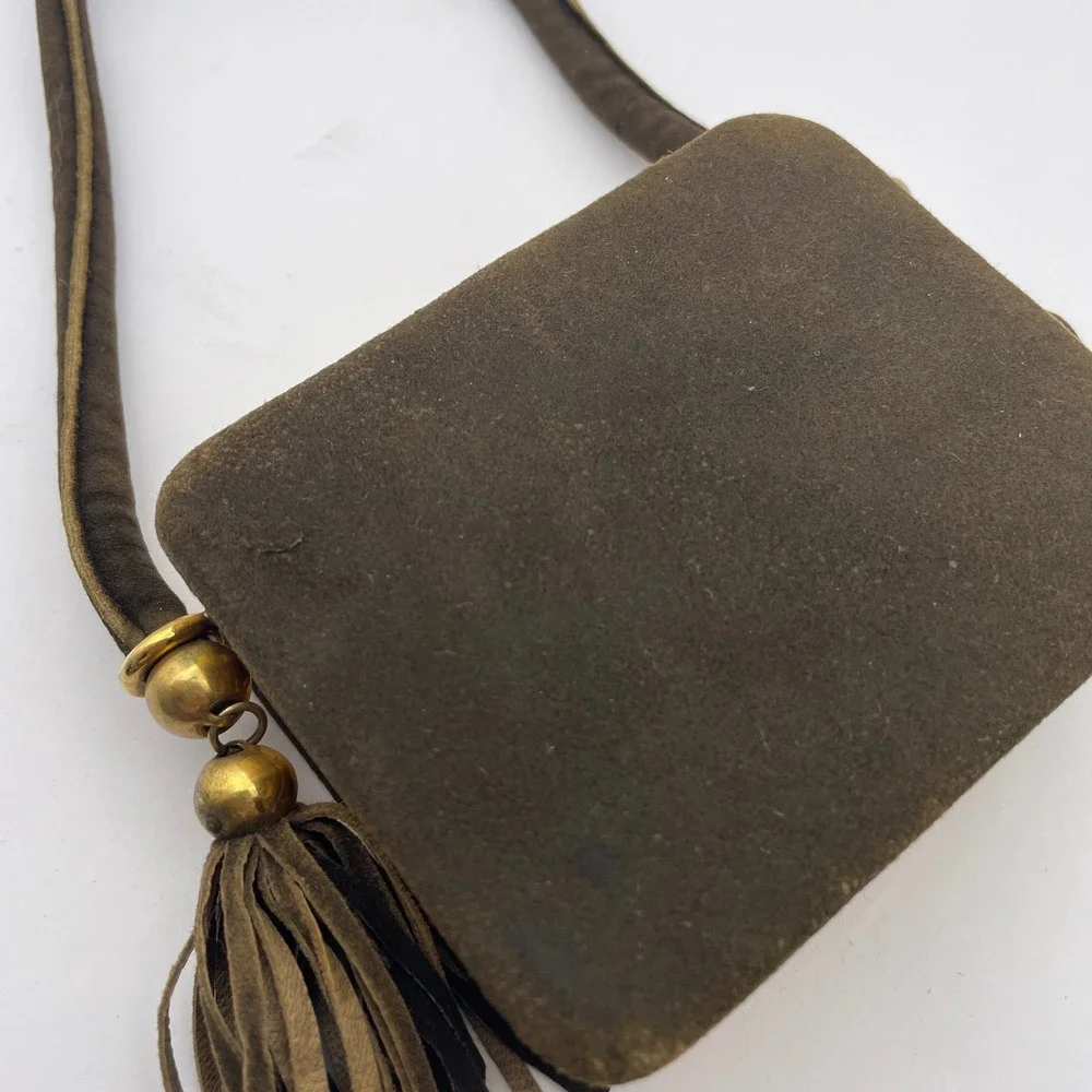 Vintage Minaudiere Cosmetic Purse Embellished‎ Damascene Compact Vanity Bag